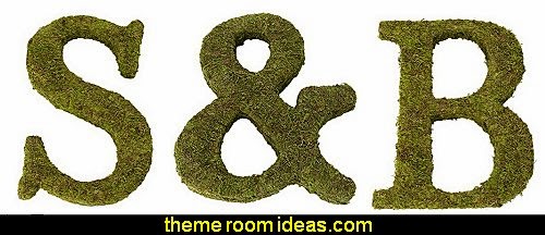 Unique moss monogram letter rustic style wedding - Shabby Vintage Couture Wedding - Rustic, Recycled & Re-purposed Wedding - vintage inspired romance wedding - woodlands theme - country wedding - Rustic wedding decor - rustic party decor - whimsical vintage decor Unique moss monogram letter