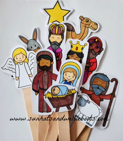 Sun Hats Wellie Boots Nativity Story Stick Puppets Free Printable Sun Hats Wellie Boots Nativity Story Stick Puppets Free Printable
