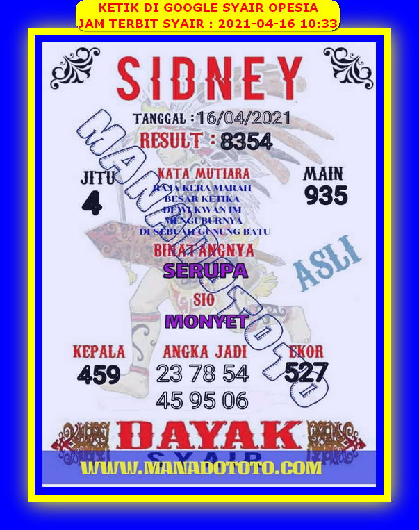 Syair Harian Sdy 16 April 2021 Kode Syair Sgp Hk Sd Motesia