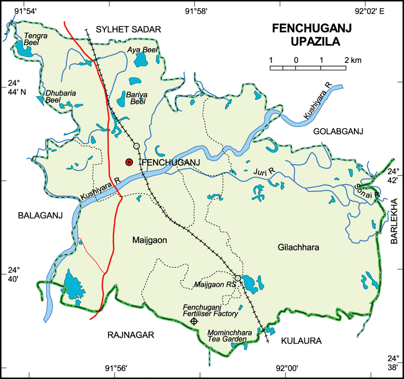 Fenchuganj Upazila Map Sylhet District Bangladesh