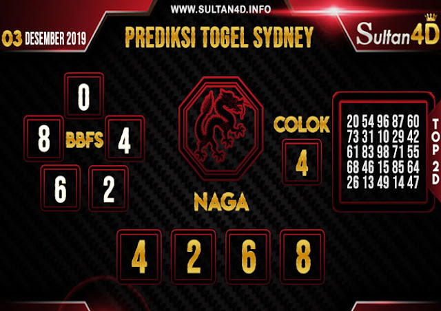 PREDIKSI TOGEL SYDNEY SULTAN4D 03 DESEMBER 2019