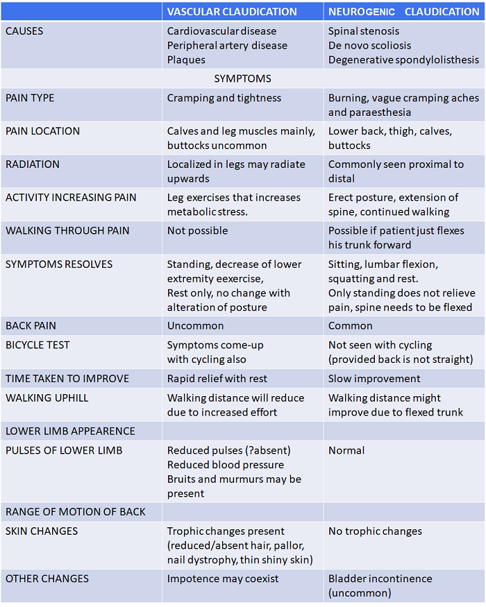 NEUROGENIC CLAUDICATION V/S VASCULAR CLAUDICATION