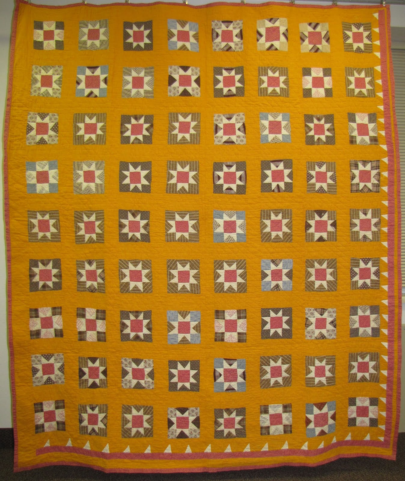 Textile Time Travels Antique Makeover Cheddar Stars Quilt Old and New