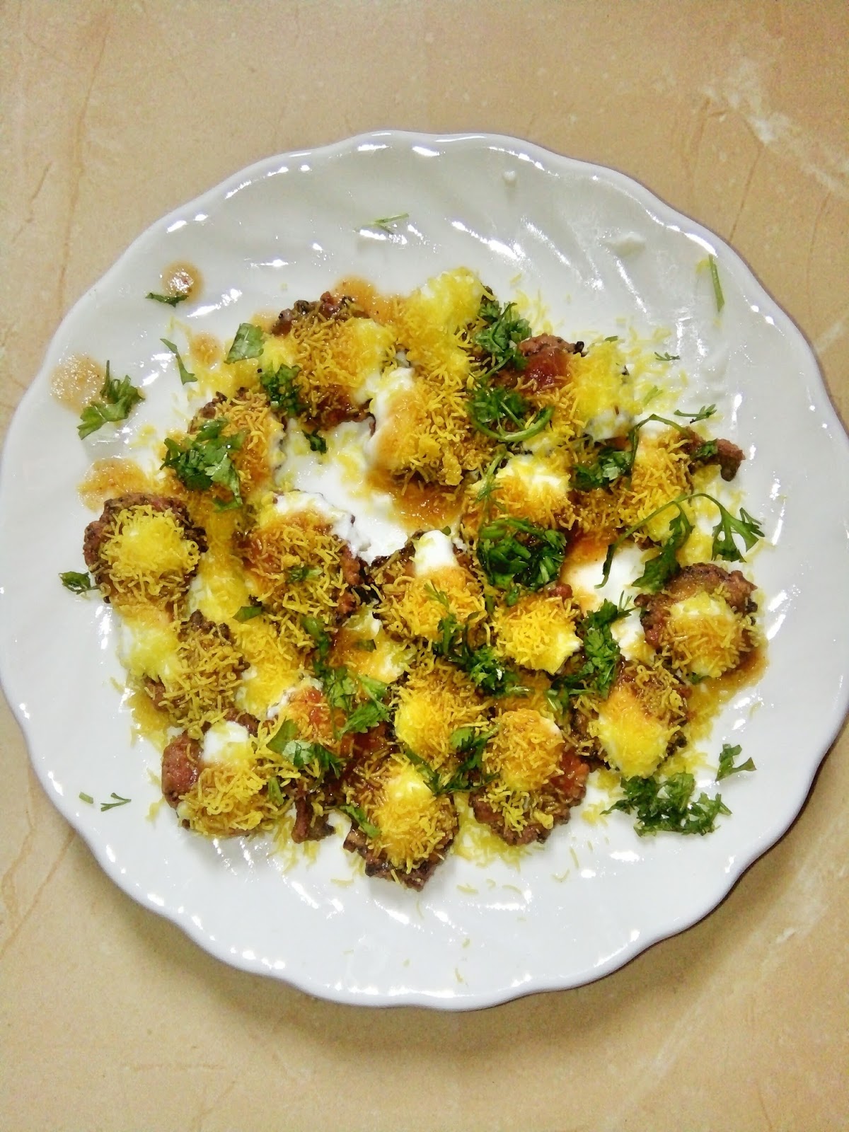 Karela dahi puri ( bitter gourd curd puri )