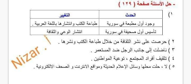 حل درس احداث ومتغيرات في الدراسات الاجتماعية للصف السادس الفصل الثاني