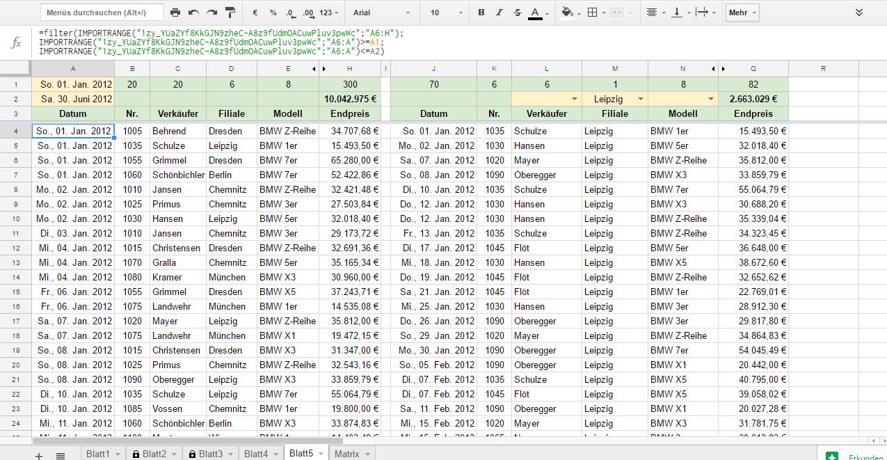 Franky`s Blog Importrange und Filter
