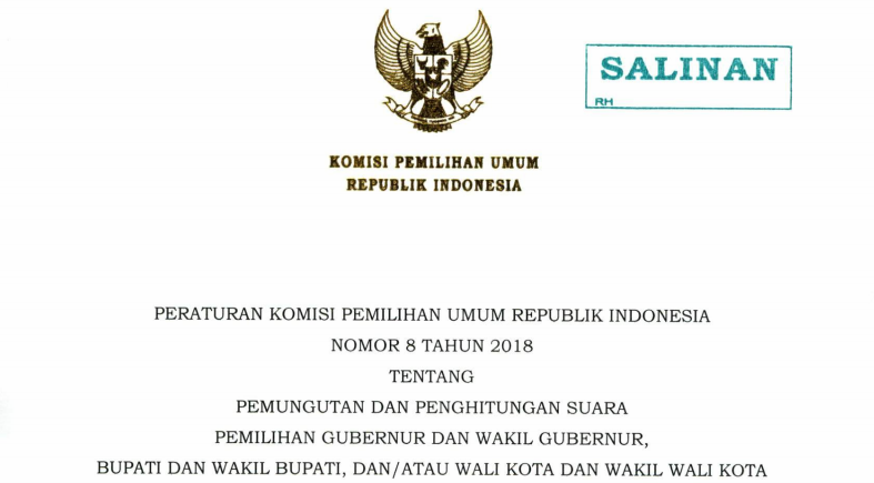 Download PKPU RI Nomor 8 Tahun 2018  Alim Mustofa