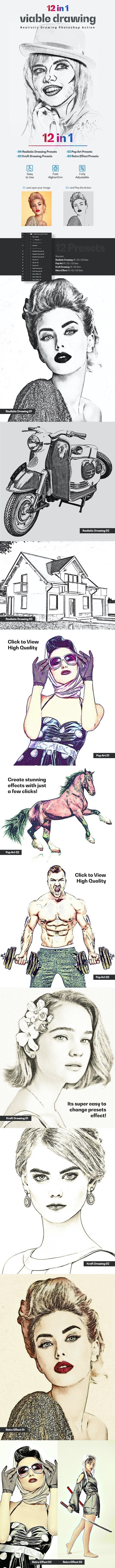 GraphicRiver - Viable Drawing 12 in 1 Photoshop Action 31069493 2 preview viable drawing