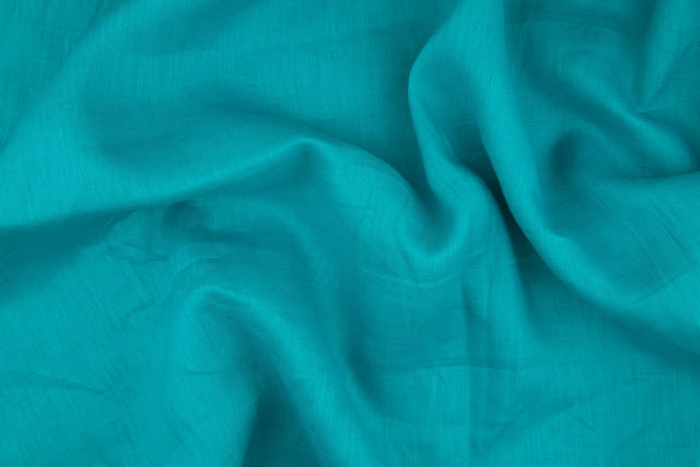 Turquoise Handkerchief Linen Fabric