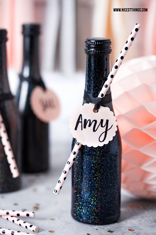DIY Sektflaschen Einladungen Bottle Party Invitations