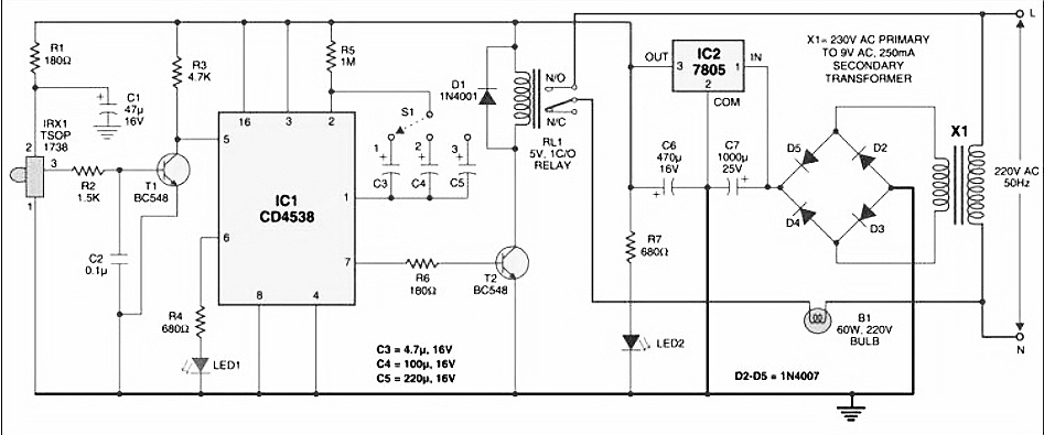 IR-Based light Control circuit diagram