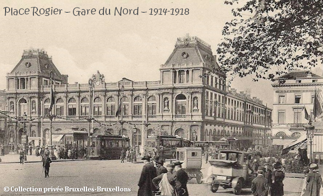 Place Rogier - Gare du Nord -  Années 1914-1918 - Hôtel Monico (à droite) - Bruxelles-Bruxellons