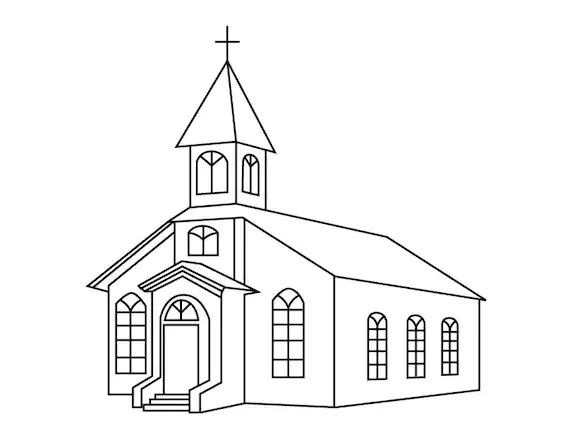 first church drawing coloring pages