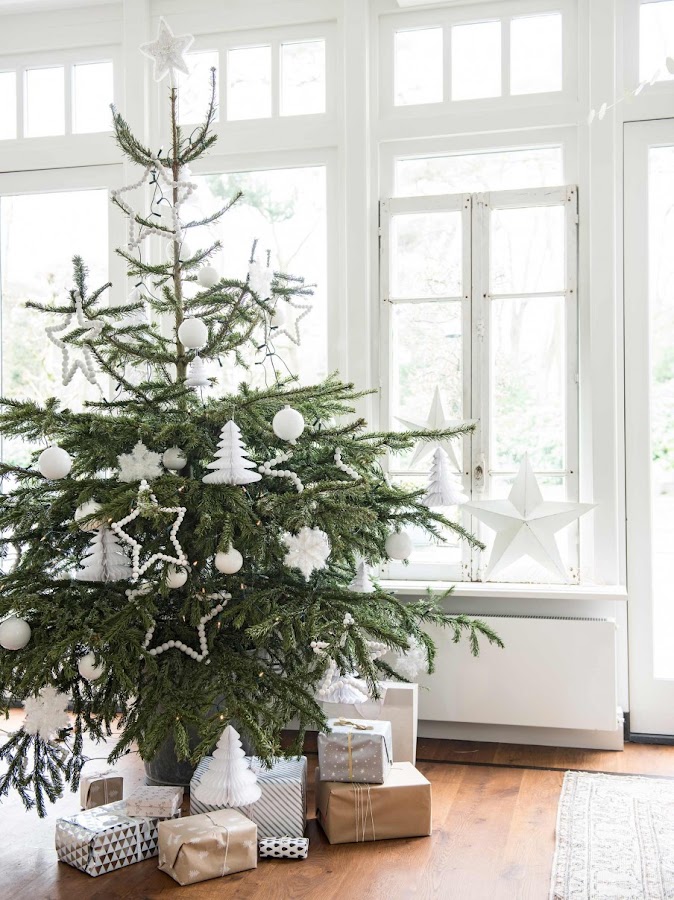 arbol de navidad, blanco, complementos para el arbol, bolas para navidad, decoracion navideña, blanco, estrellas, bolas blancas, 