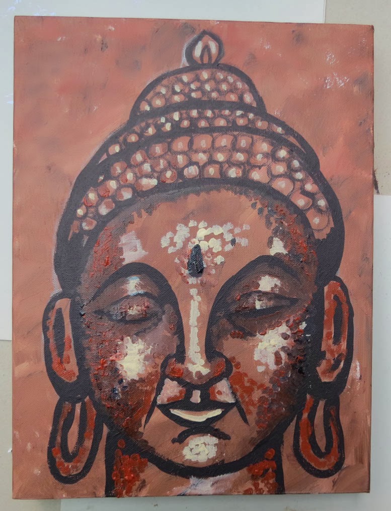 artycraftythings A portrait of Buddha. How to paint Buddha step by step.