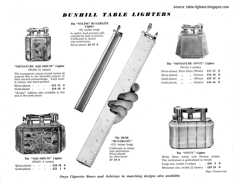 Table lighters collectors' guide Dunhill Catalog, 1959/1960