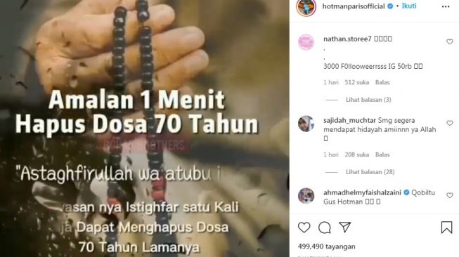 Unggah Video Terkait Islam, Hotman Paris Didoakan Netizen Dapat Hidayah
