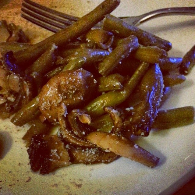 Heat's Kitchen Green Beans with Balsamic, Mushrooms and Parmesan
