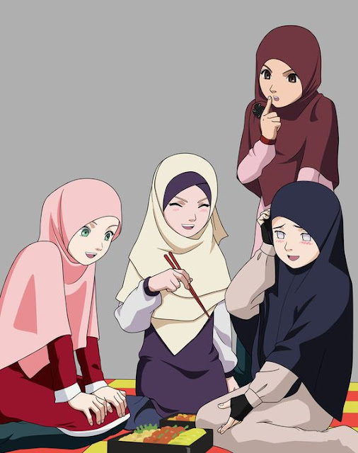 gambar kartun muslimah berhijab