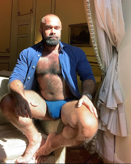 Daddy powerfool with beefy massive hairy bulging muscles