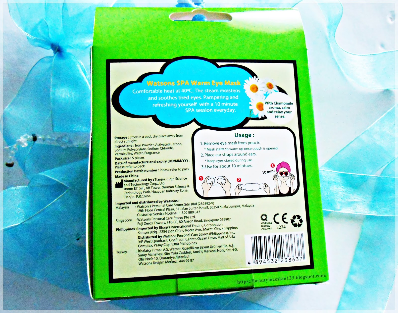 GREAT SKINandLIFE REVIEW ON WATSONS CHAMOMILE SPA WARM EYE MASK AND