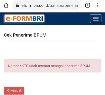 Cara cek penerima bantuan umkm bri di https://eform.bri.co.id/bansos/penerima_bpum