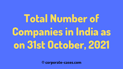 Total Number of Companies in India as on 31st October 2021