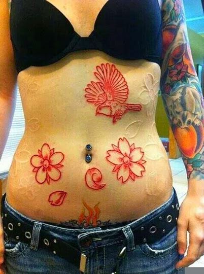 Belly Birds Tattoo Designs, Designs of Birds on Belly, Incredible Tattoos on Women Belly, Attractive Belly Tattoo Designs.