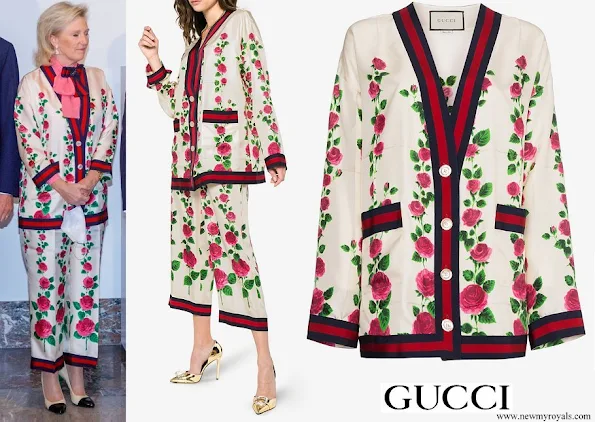 Princess Astrid wore Gucci Rose Garden Print Silk Cardigan