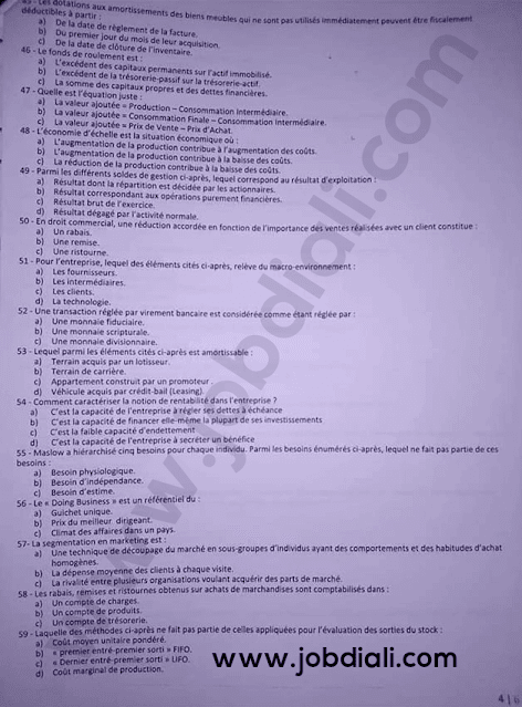 Exemple Concours des Administrateurs 3ème grade 2015 - Ministère des Habous et des Affaires Islamiques