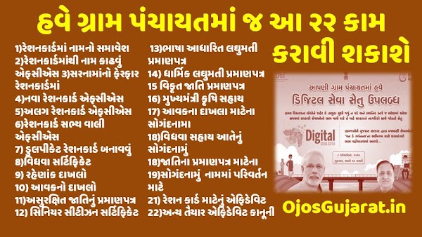 22 Service List Which Available at Village Under Gujarat Government Digital Seva Setu Programme