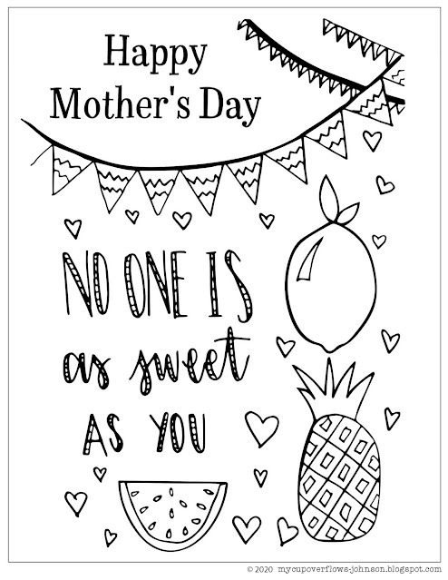 mother's day coloring page with fruit