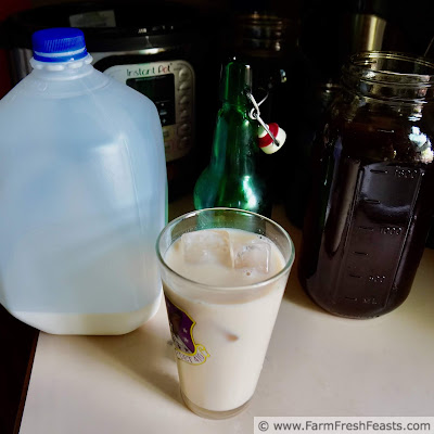 photo of a glass of iced chai and the ingredients used to make it at home