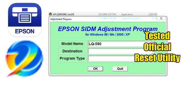 Epson LQ-590 Adjustment program (Reset Utility)