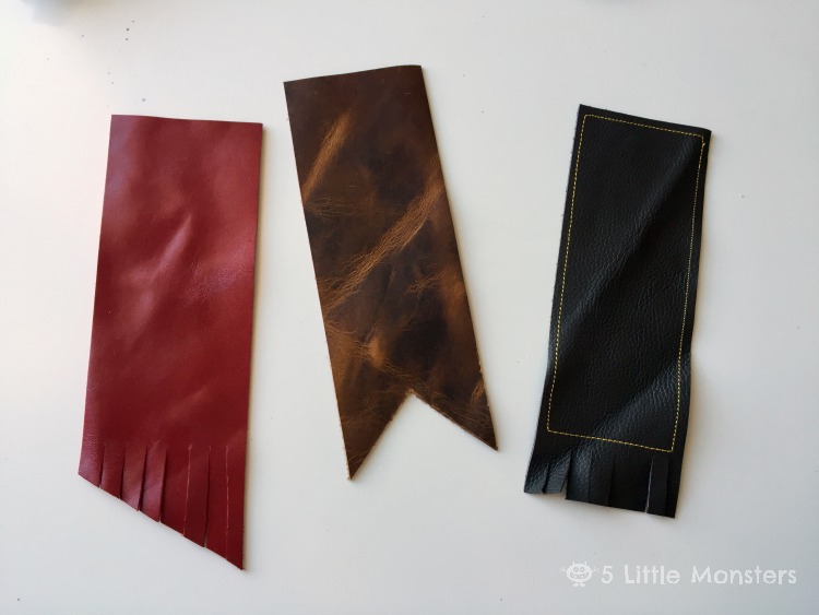 Learning to stitch and craft with funky shapes of scrap leather