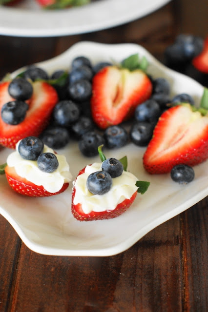 Red White & Blue Strawberry Cheesecake Bites