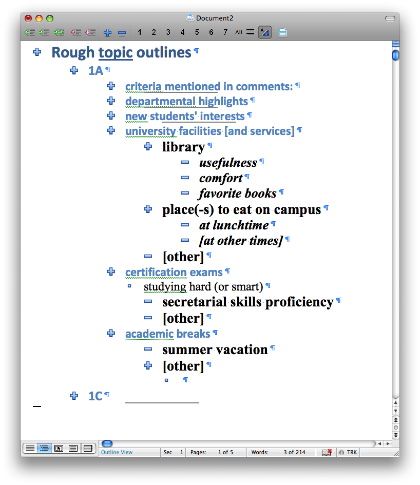 The Writing Studio Blog: Topic outlines from comments and questions