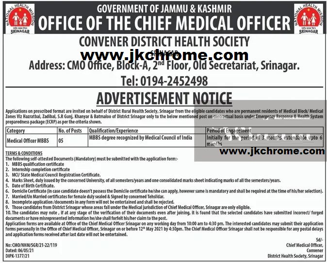 J&K DHS Jobs Recruitment 2021 Apply Here JK News Info