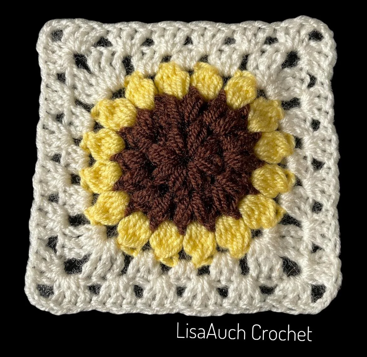 How to crochet a sunflower granny sqaure