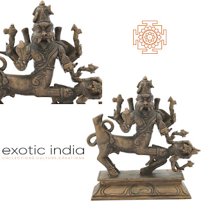 Handmade Panchaloha Bronze Lord Sharabha Subdues The Unpacifiable Narasimha