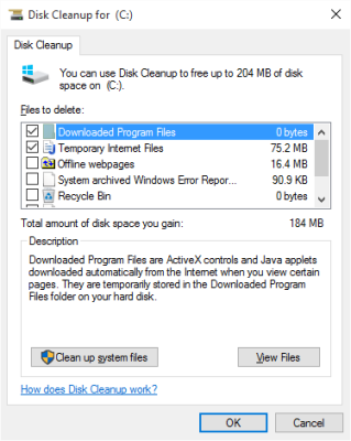file spazzatura in Windows 10