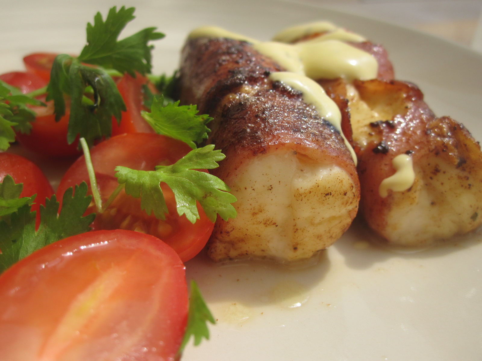 Freckle's Food Halloumi wrapped in ham for breakfast