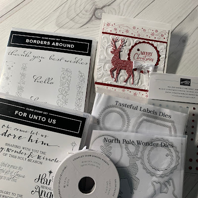 Stamp Sets Dies and items used to create this deer Christmas Card
