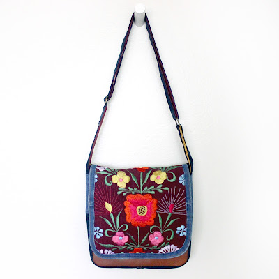 New in thee Shop: Upcycled Denim + Mexican Embroidered Dress Tote Bag ...