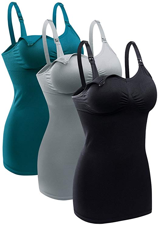 Womens Nursing Tank Tops Built in Bra for Breastfeeding Maternity