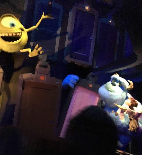 Mike Sulley and Boo In Door Factory Mike and Sulley To The Rescue Monsters Inc Ride Disney California Adventure Disneyland