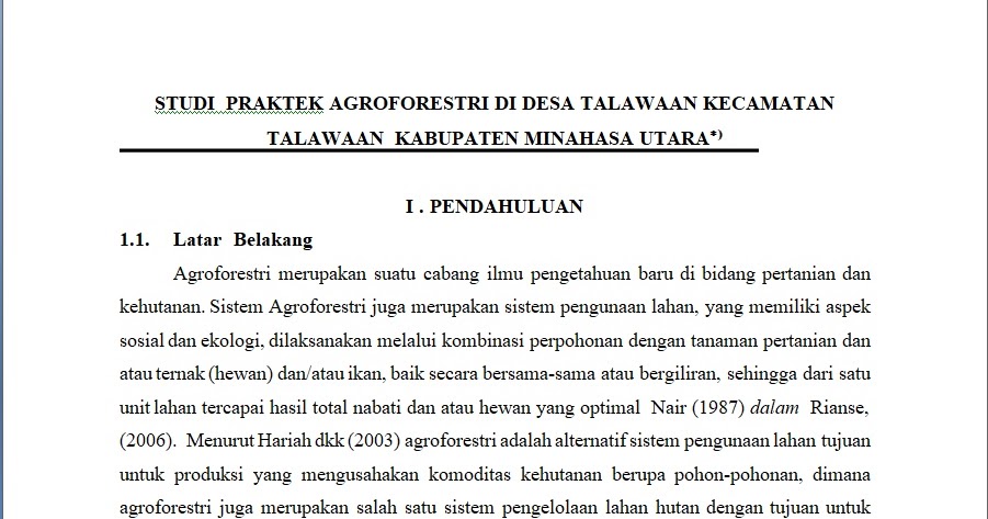 Contoh Proposal Penelitian Studi Praktek Agroforestri
