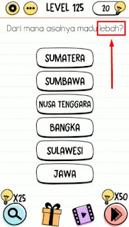 Level 125 Dari mana asalnya madu lebah? brain test