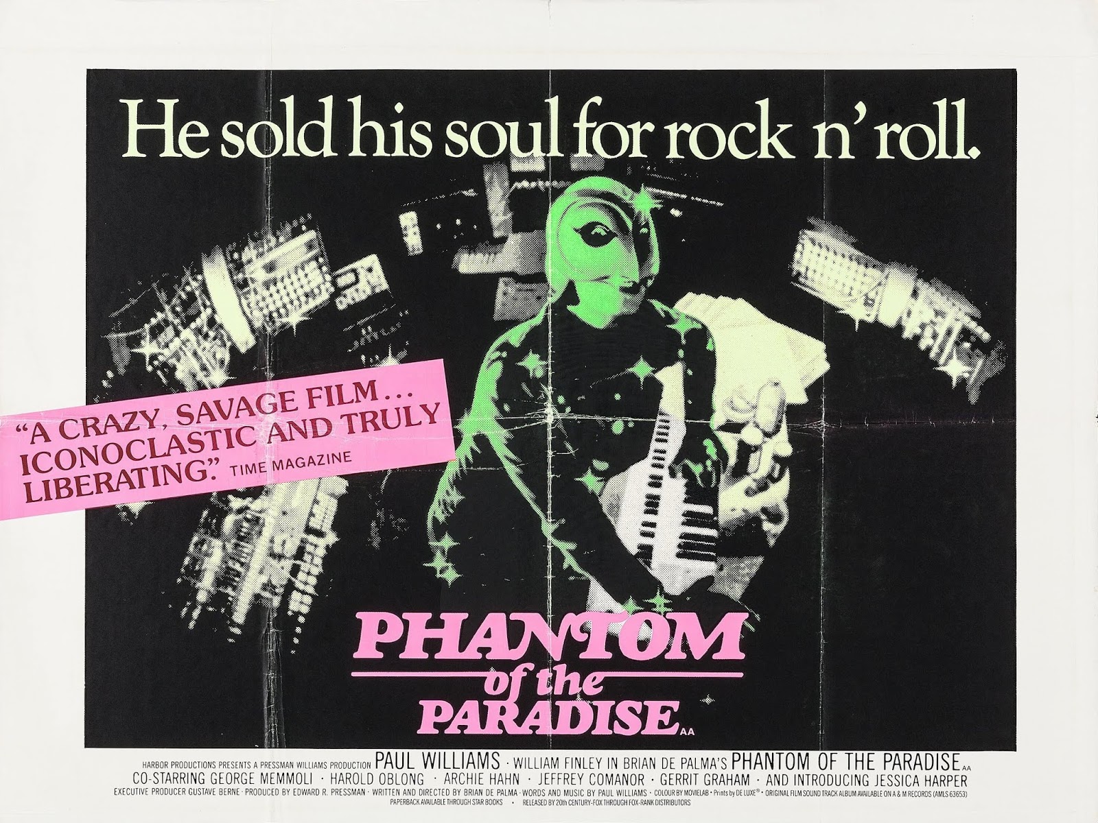  Phantom of the Paradise : William Finley, Paul Williams,  Jessica Harper, Gerrit Graham, George Memmoli, Archie Hahn, Jeffrey  Comanor, Peter Elbling, Colin Cameron, David Garland, Brian De Palma,  Phantom of the