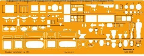  FineArt 1:100 Scale Architectural Drawing Template Stencil,  Technical Drafting Supplies, Furniture Symbols for House Interior Floor  Plan Design - Yellow : Office Products